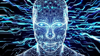 Wall Mural - abstract digital human face. artificial intelligence concept of big data or cyber security
