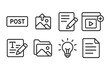 © Александр Михайлюк - Content Contribution Icons. Line style icons of content contribution: post button, upload image, write article, add video, content