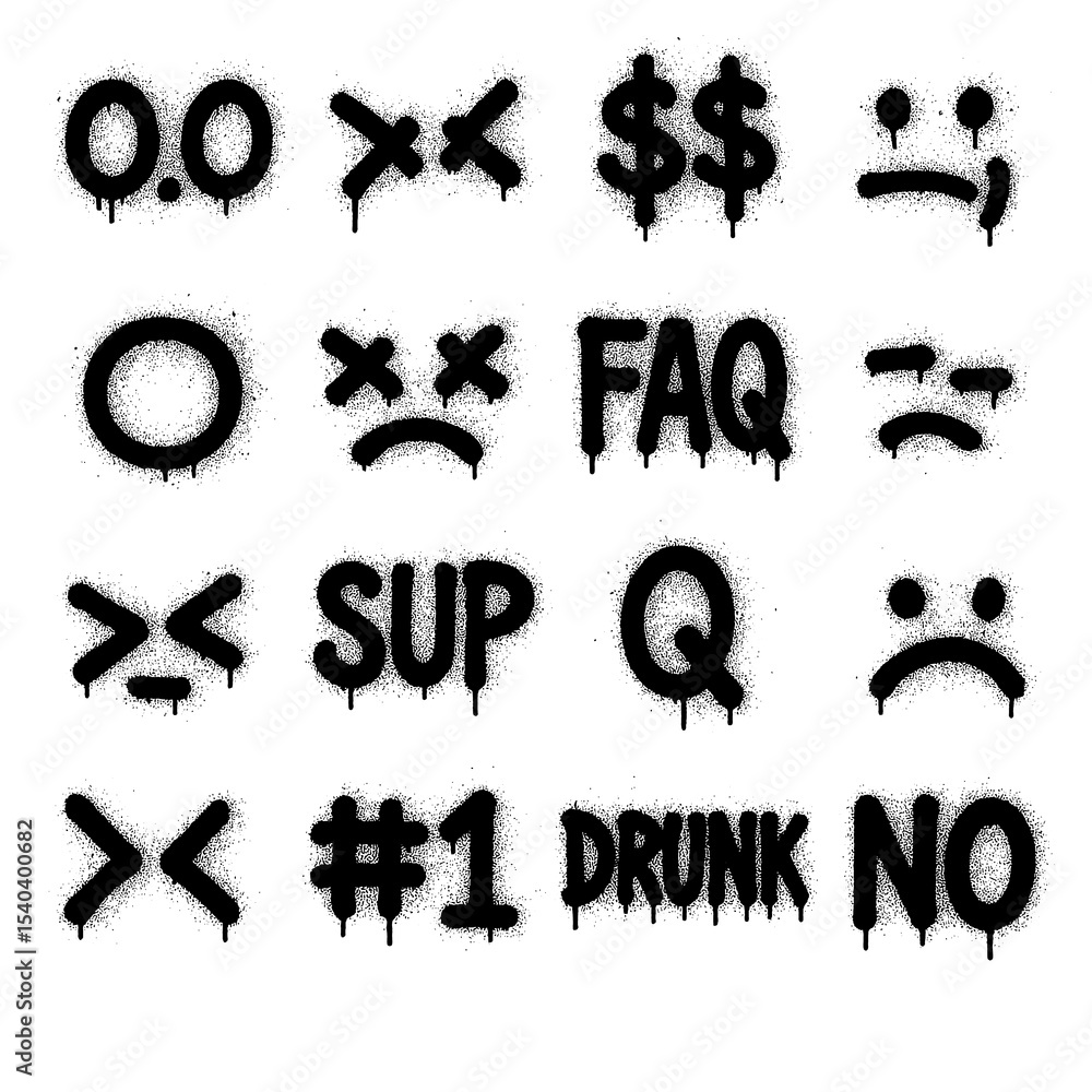 Ilustración de Stock Graffiti Text Emoticons and Internet Slang – Spray ...