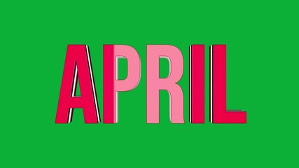Wall Mural - April 3D text rotation on green screen background