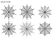 © Badman - Spiderweb icon set. Outline set of spiderweb vector illustration, Halloween decoration element on a white background