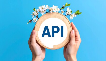 api concept with spring blossoms.