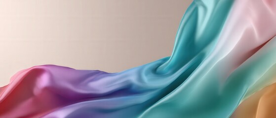 Wall Mural - abstract flowing silk fabric with vibrant gradient colors in motion concept of luxury, elegance, flu