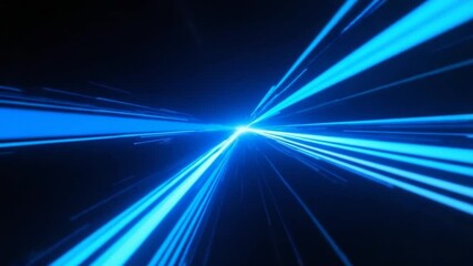 Wall Mural - abstract blue lines and light streaks forming a tunnel in space animation