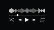 © sojibadnan354 - Audio player for songs or podcast playlist. Audio player interface with loading bar, buttons, sound wave icon. Music or video play bar icon on black background.