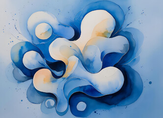 Wall Mural - abstract blue background with water drops