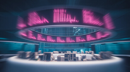 Wall Mural - futuristic command center: illuminated monitors display dynamic data in this cutting-edge command ce