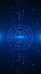 Wall Mural - flying through digital data tunnel, digital nodes data tunnel with swirling light abstract swirling 