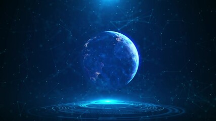 Wall Mural - global technology 3d earth digital connected network background. worldwide big data cloud. world con