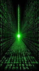 digital pathway: a visually stunning depiction of a digital pathway, formed by a cascade of binary c