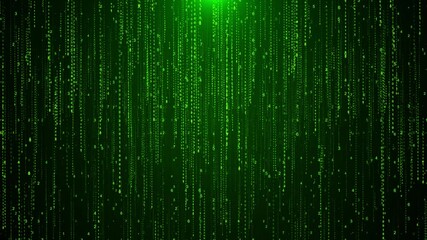 Wall Mural - flying particles green abstract background particles, innovative natural background. digital glowing