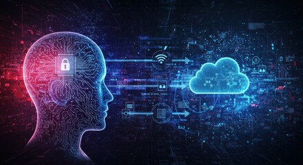 Cyber security, AI Mind, Network Management, Modern Data Center, Cloud Networking, AI Generated Art