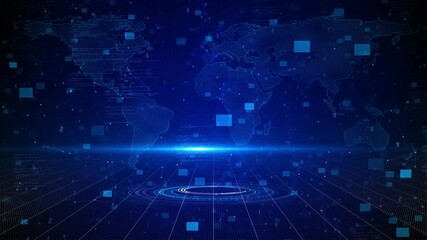 Word map HUD. User Interface Global planet Earth business network connection. digital SciFi data flow blockchain technology, E commerce infographics bitcoin trading global cryptocurrency blockchain 3D