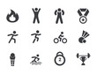 © MD - Bold Black Fitness and Trophy Vector Icon Set for Sports and Wellness Design Projects