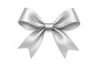© PNG Kingdom  - Metallic silver ribbon bow gleaming against transparent surface, enhancing celebratory design with refined aesthetic