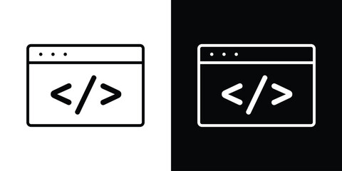 Web Code icon design. simple stroke line vector icon set