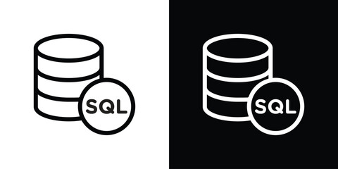 SQL icon design. simple stroke line vector icon set