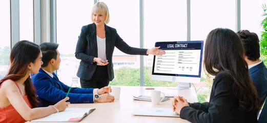 Wall Mural - digital legal contract provide terms and conditions document on computer screen ready for online dig