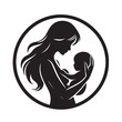 © Emruzzoha - Silhouette of Mom Hugging Infant | Clean Black and White Motherhood Design