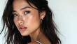© miss irine - Portrait young asian woman, beauty queen with perfect makeup, hair on clean white background. Fresh healthy skin, natural cosmetic. Attractive lady, beautiful face, soft skin, glamorous style. Beauty