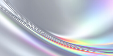 Wall Mural - iridescent rainbow gradient crossing a silver background with soft lighting