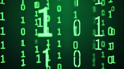 Green Binary Code Numbers Black Screen Abstract Matrix Background. AI Generative