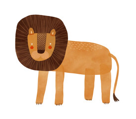 Wall Mural - funny hand drawn lion on a white background. head of wild cat. safari print. king of the savannah. k