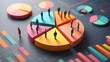 © Anwesha Dey - Colorful pie charts display market segmentation analysis. Demographic icons represent various customer groups within distinct market sectors. Data visualization tech clearly shows consumer behavior