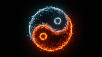 Yin Yang symbol with fire and ice effect