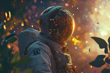 Wall Mural - astronaut exploring the wonders of space with a vibrant cosmic background during a mission, astronau