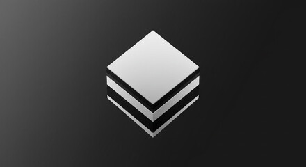 Wall Mural - a minimalist monochrome image of a stacked square shape on a dark gray gradient background design