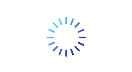 Wall Mural - A gradient blue circle composed of dashes on a white background in a simple minimalist style design