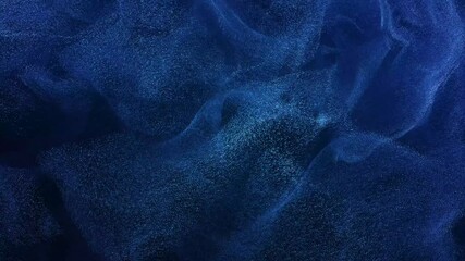 Wall Mural - abstract dark blue particles and dust moving fluidly in space, creating a swirling, mesmerizing back