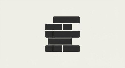 Wall Mural - a minimalist composition of stacked dark rectangles on a light background creating an abstract struc