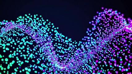 Wall Mural - imitation an abstract wave on dark background. network design with particle. big data. abstract brig