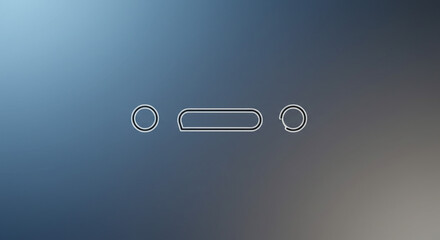 Wall Mural - abstract white outline shapes on a gradient blue background with two circles and a rounded rectangle