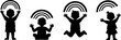 © Kiss - Kids Silhouettes Playing With Rainbow Set Preschool Learning