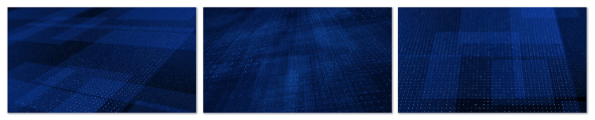 Wall Mural - 3 abstract blue technology background with a grid pattern and glowing dots, representing data flow, 