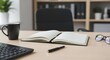 © AmineStock33 - Workspace Simplicity: Open Notebook for Ideas and Planning