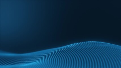 Wall Mural - abstract technology background with glowing blue data wave on a dark background, representing digita