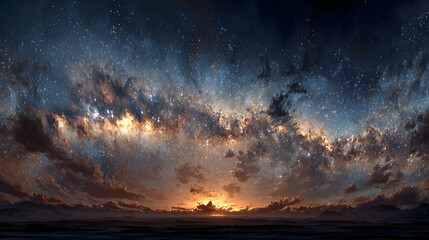 Wall Mural - 360-degree equirectangular space nebula panorama with hdri spherical projection, featuring a stunning cosmic background of stars and nebulae for environment mapping and immersive visualizations