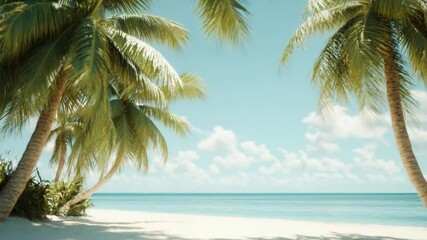 Wall Mural - Coastal scenery with palm trees and ocean views.