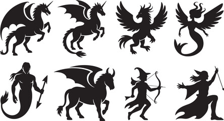  Black Silhouettes of Mythical Creatures and Fantasy Characters 1