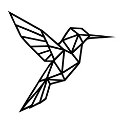 Wall Mural - a low poly geometric hummingbird design, showcasing a modern and artistic interpretation of nature's