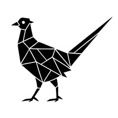 Wall Mural - a striking geometric pheasant, its form artfully rendered in a bold black silhouette. this graphic r