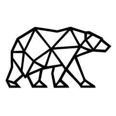 Wall Mural - geometric polar bear, minimalist design, polygon animal, line art, black and white illustration.