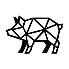 Wall Mural - a minimalist illustration depicts a stylized polygonal pig, a modern take on a traditional farm anim