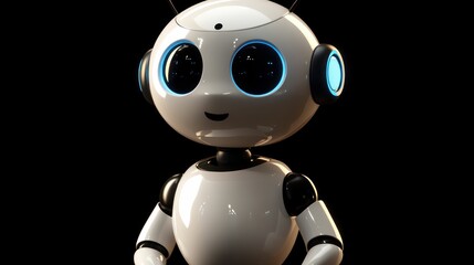charming artificial intelligence robot character concept with a friendly digital smile