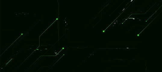 green cyber technology background with digital circuitry and data flow