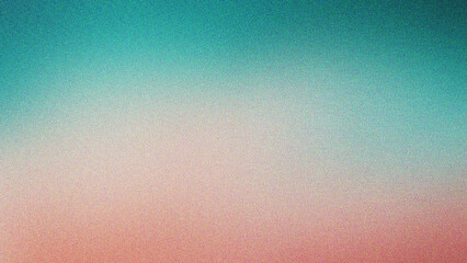 Wall Mural - teal, peach, and silver faded grain noise texture on smooth gradient background, minimalist design p